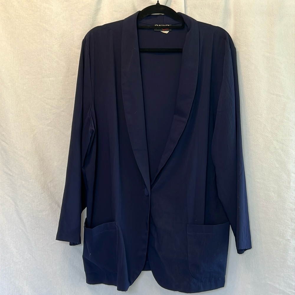 ⭐️ Synari vintage blue blazer jacket pockets Made in USA women plus size 18